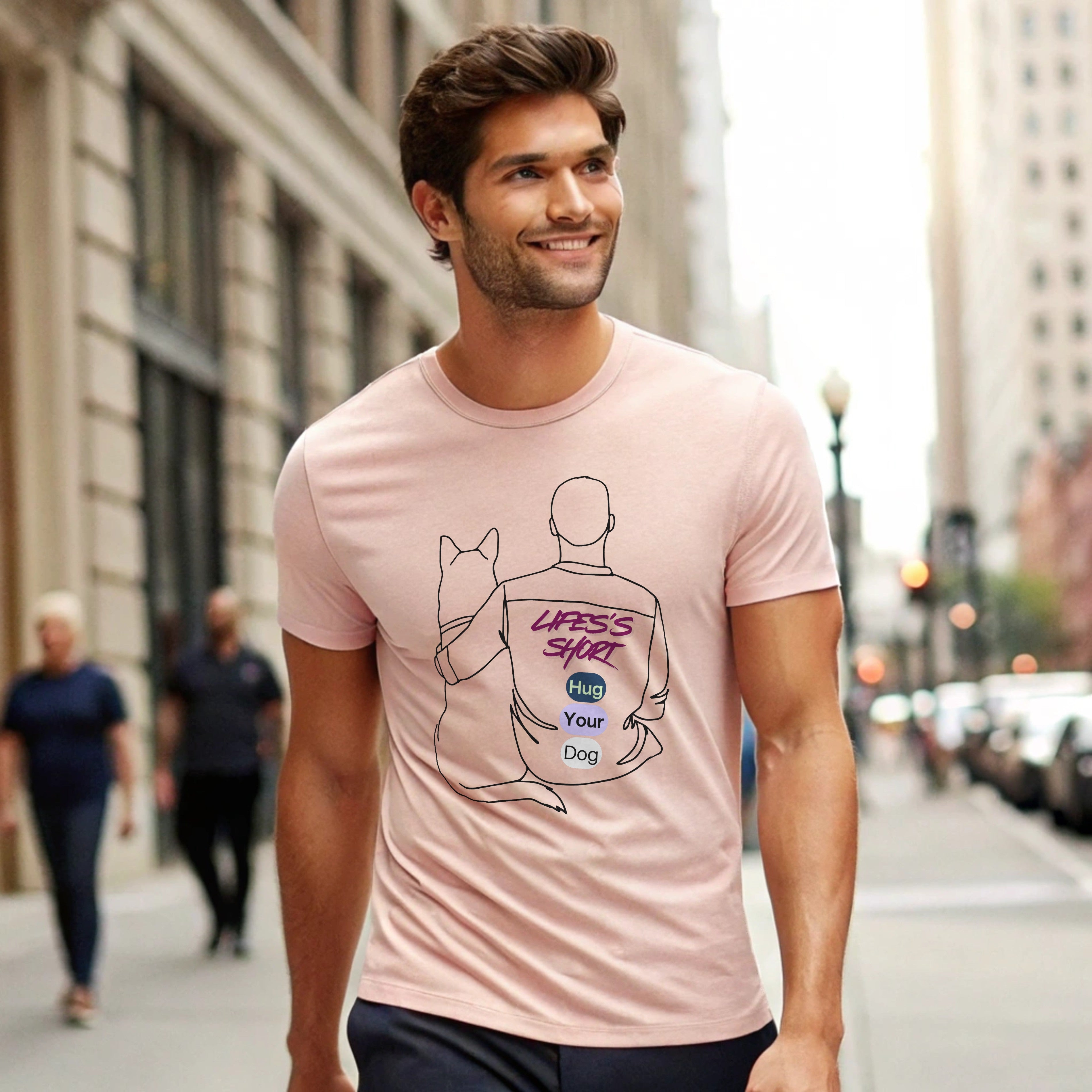 Life’s Short, Hug Your Dog – Unisex Stretch T-Shirt for Dog Lovers