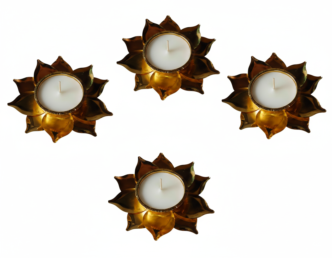Decorative Golden Brass Diya for Pooja and Festivals