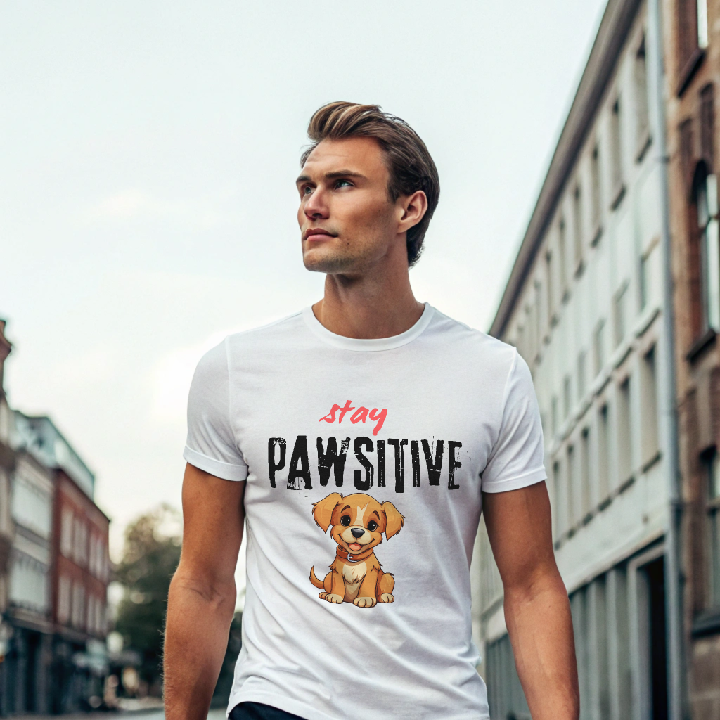 Stay Pawsitive - Unisex Supima T-Shirt for Dog Lovers