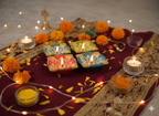 4-Pack Hand-Painted Decorative Clay Diyas for Diwali & Pooja