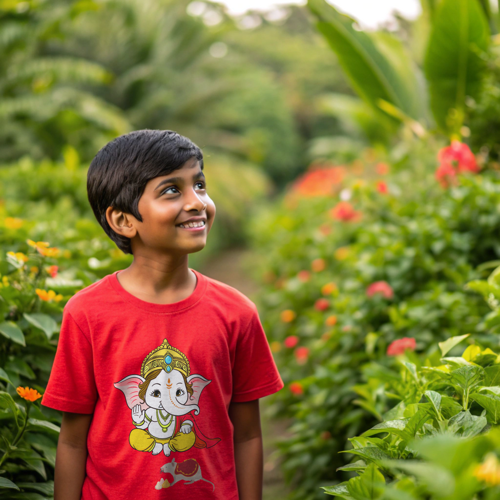 Ganpati Bappa - Boy's Crew Neck T-Shirt