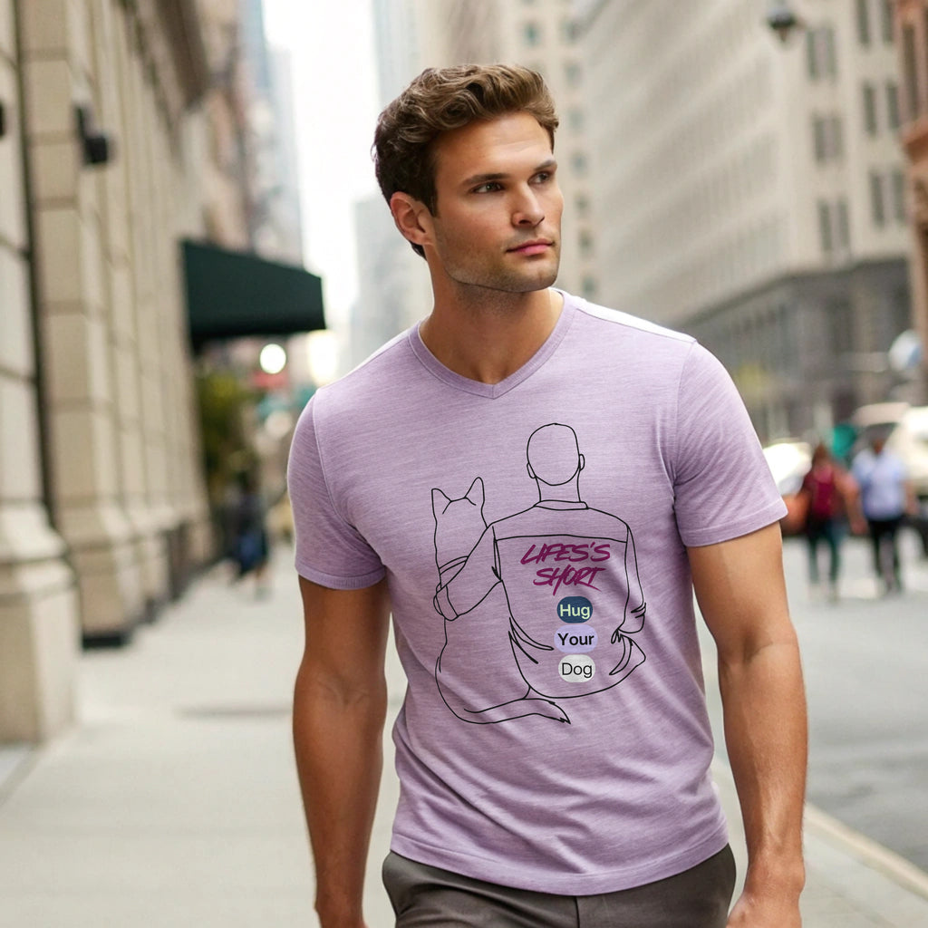Life’s Short, Hug Your Dog – Unisex Stretch T-Shirt for Dog Lovers