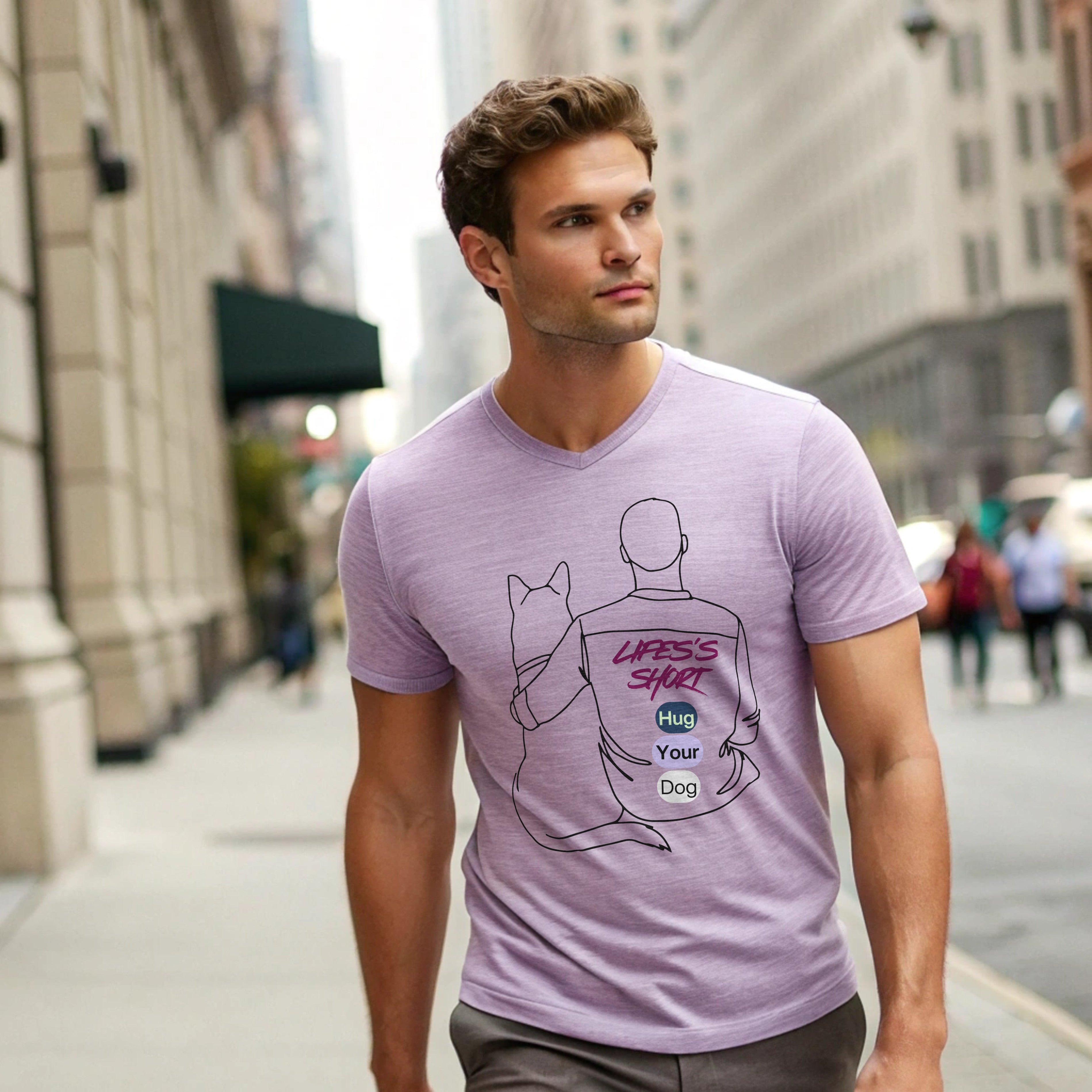 Life’s Short, Hug Your Dog – Unisex Stretch T-Shirt for Dog Lovers
