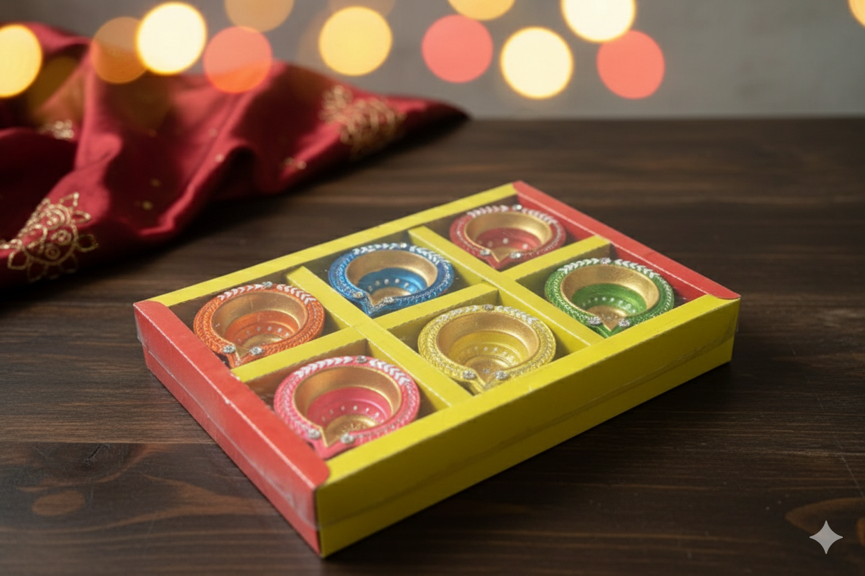 Hand-Painted Terracotta Diya Set - Festive Decor & Gifting