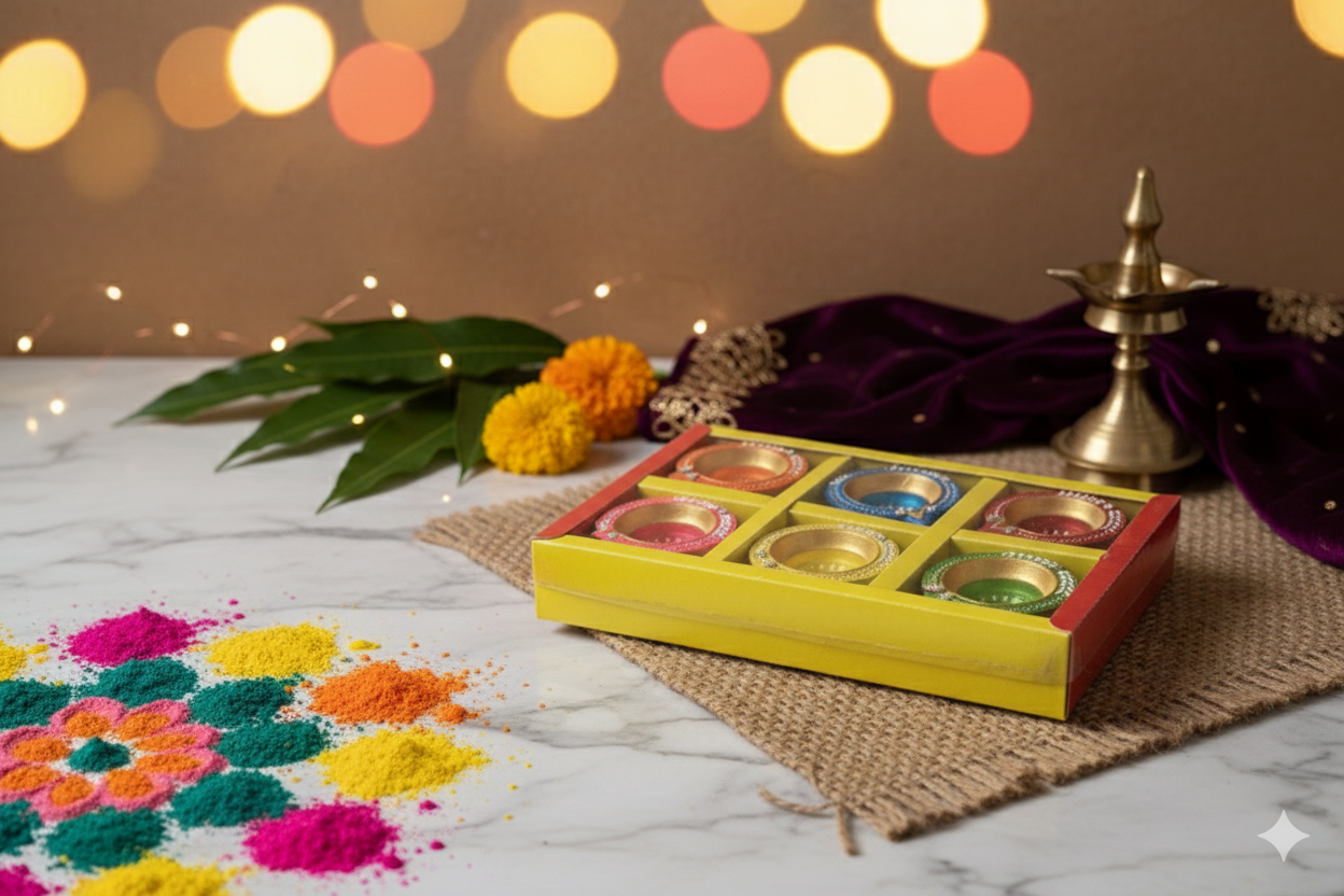 Hand-Painted Terracotta Diya Set - Festive Decor & Gifting