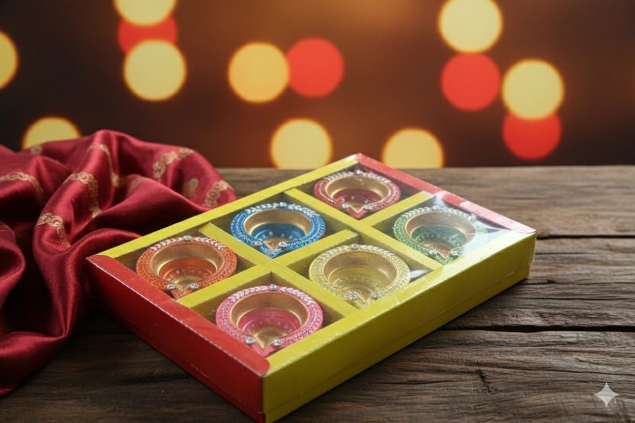 Hand-Painted Terracotta Diya Set - Festive Decor & Gifting