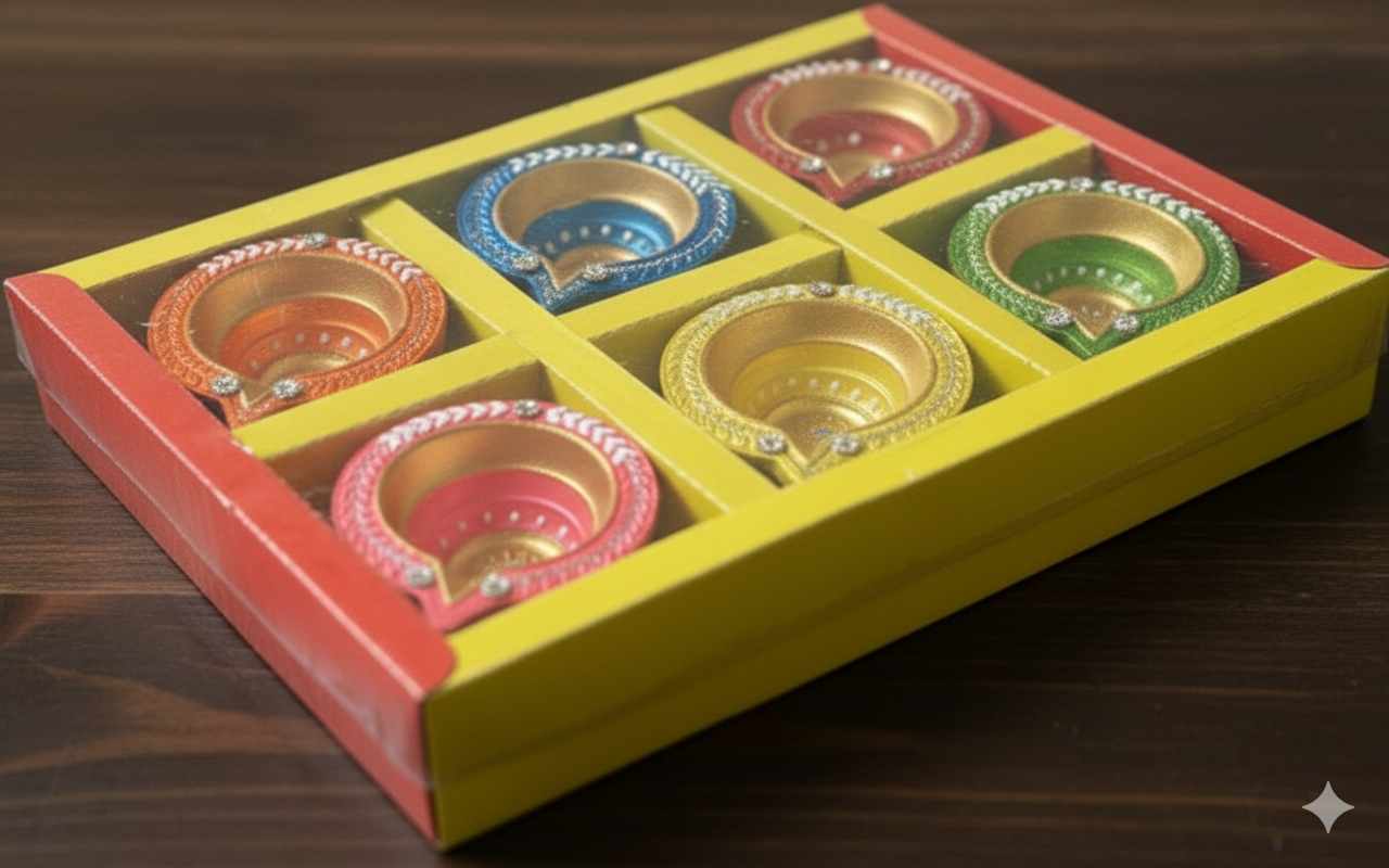Hand-Painted Terracotta Diya Set - Festive Decor & Gifting