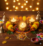 Decorative Golden Brass Diya for Pooja and Festivals
