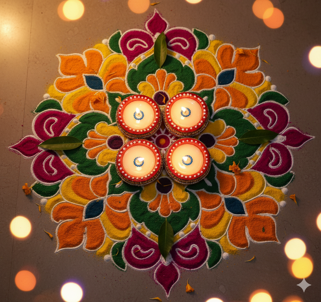 Hand-Painted Clay Diya Set of 4 | Decorative Mitti Diya for Diwali