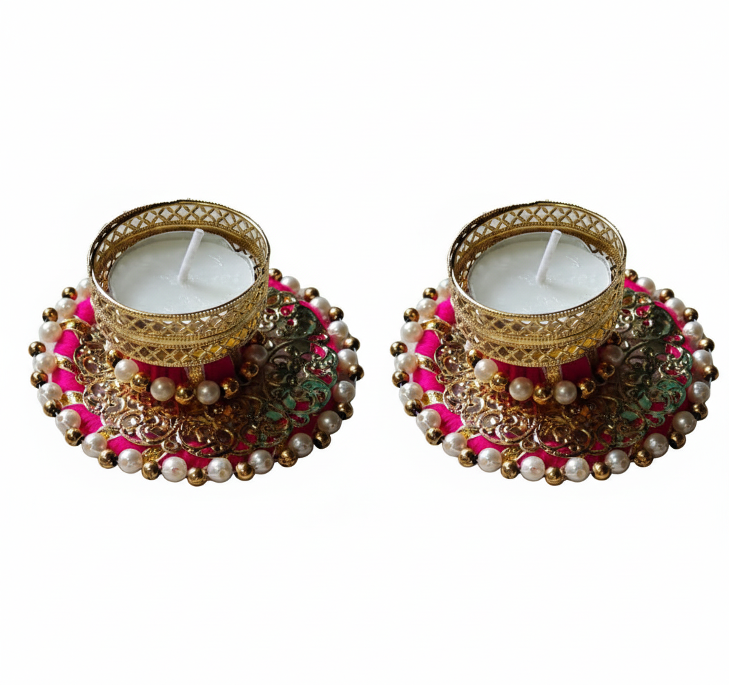 Handcrafted Pearl & Gold Diya - Light Up Your Navratri & Diwali Celebrations