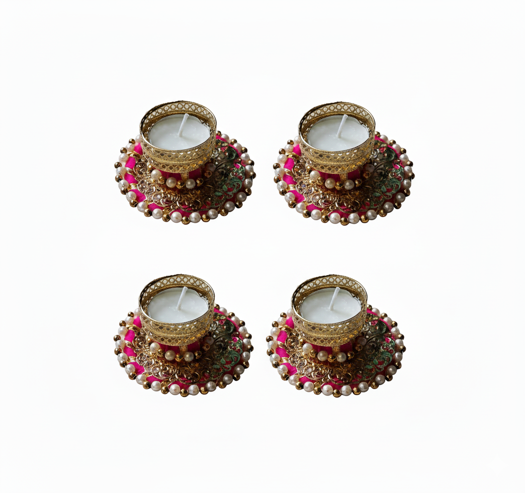 Handcrafted Pearl & Gold Diya - Light Up Your Navratri & Diwali Celebrations
