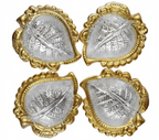 Set of 4 Silver Gold Plated Leaf Diya for Diwali Decoration