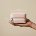 EKVEER Mini Travel Jewellery Box for Women, Portable PU Leather Jewellery Organiser with Zipper - Beige/Light Peach
