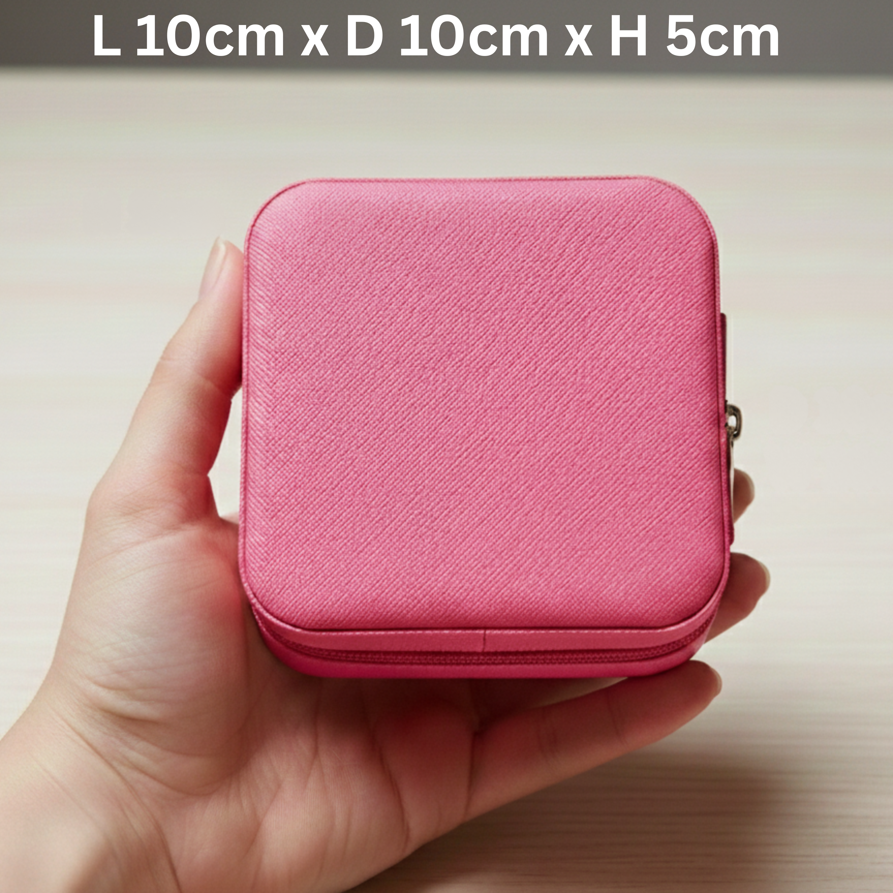 EKVEER Mini Travel Jewellery Box for Women, Portable PU Leather Jewellery Organiser with Zipper - Hot Pink/Fuchsia