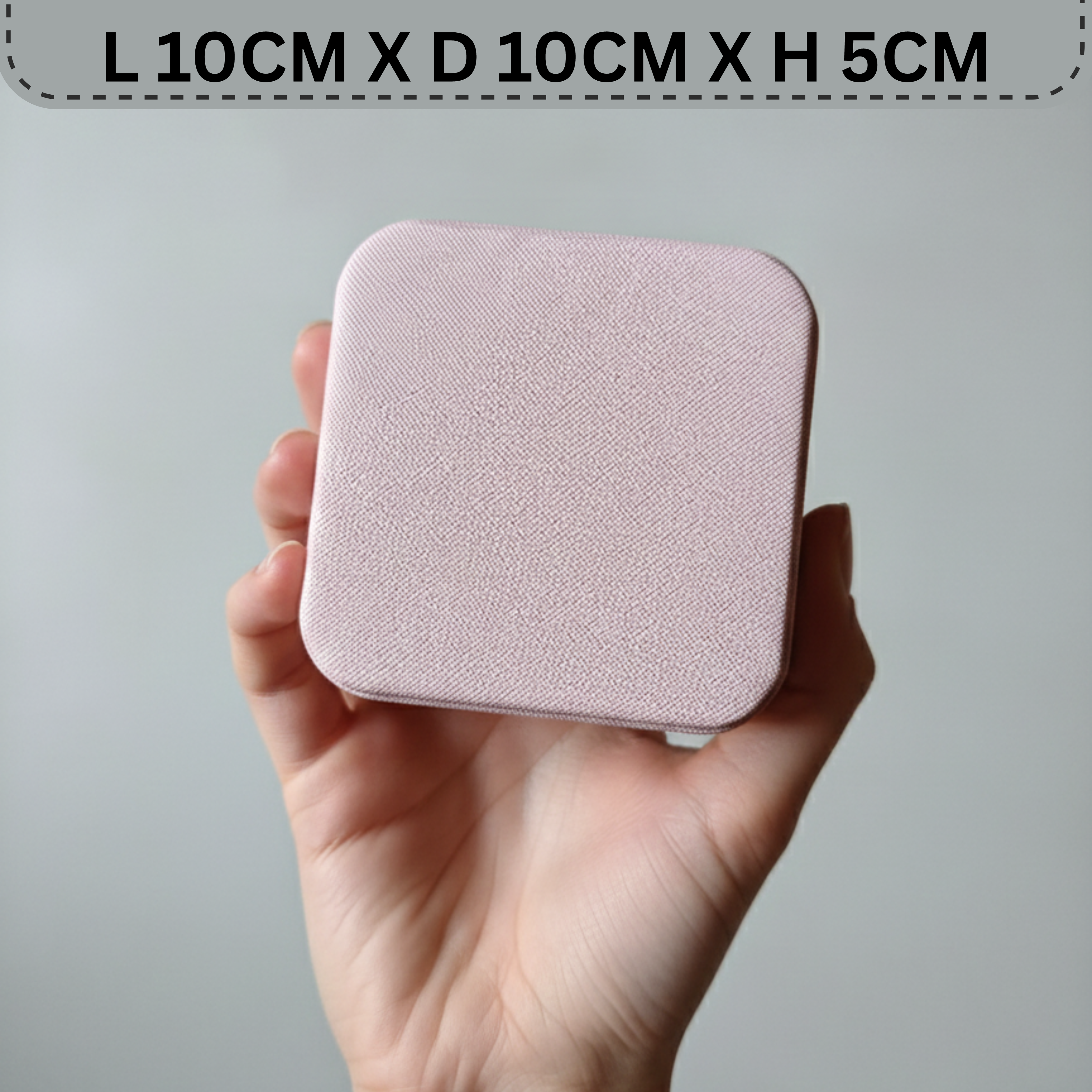 EKVEER Mini Travel Jewellery Box for Women, Portable PU Leather Jewellery Organiser with Zipper - Light Pink/Blush Pink