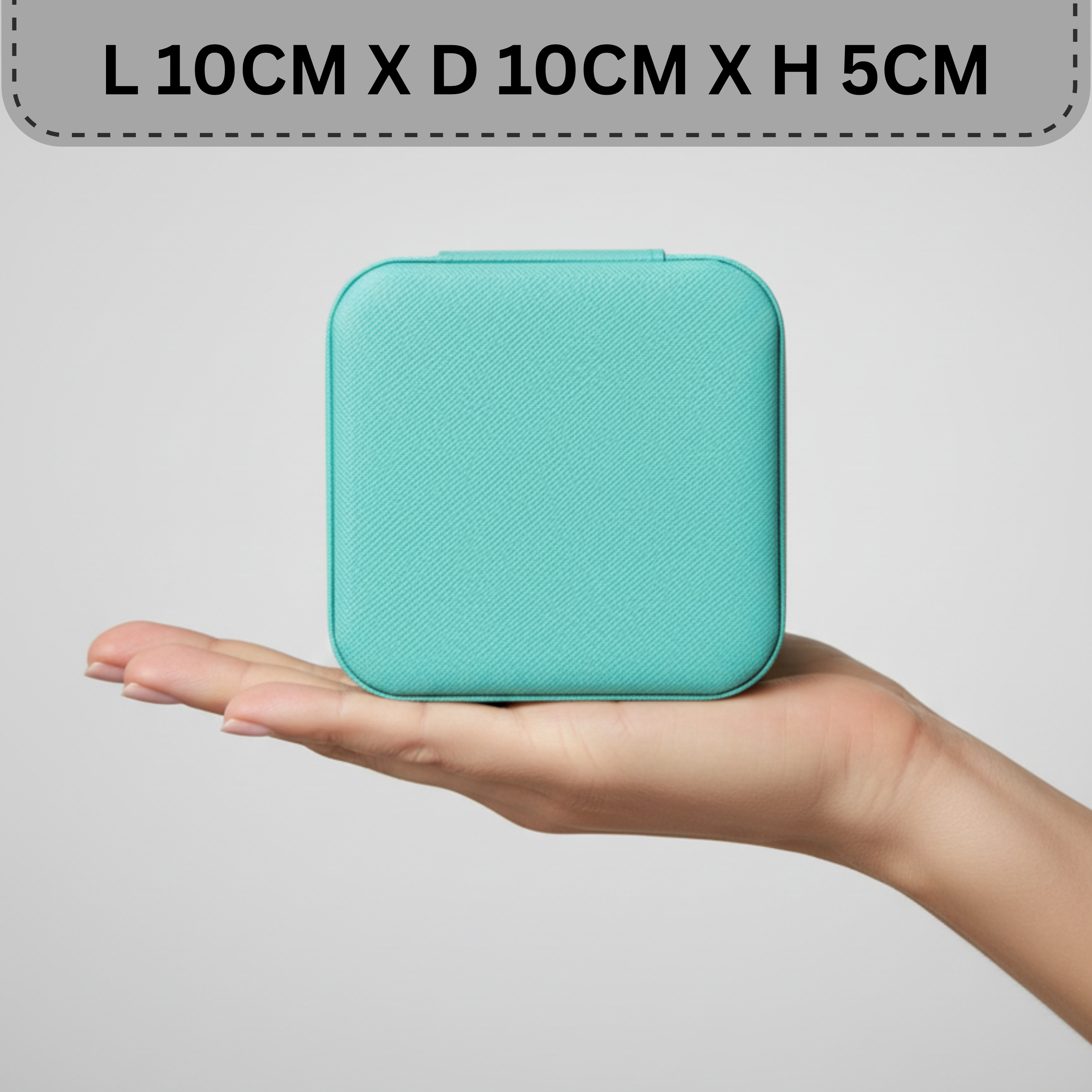 EKVEER Mini Travel Jewellery Box for Women, Portable PU Leather Jewellery Organiser with Zipper - Mint Green/Teal