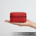 EKVEER Mini Travel Jewellery Box for Women, Portable PU Leather Jewellery Organiser with Zipper - Red