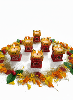 Exclusive Hand painted Tulsi Diya (Set of 6) - Premium Reusable Tealight Holders for Diwali Pooja & Home Decor