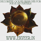 Decorative Golden Brass Diya for Pooja and Festivals